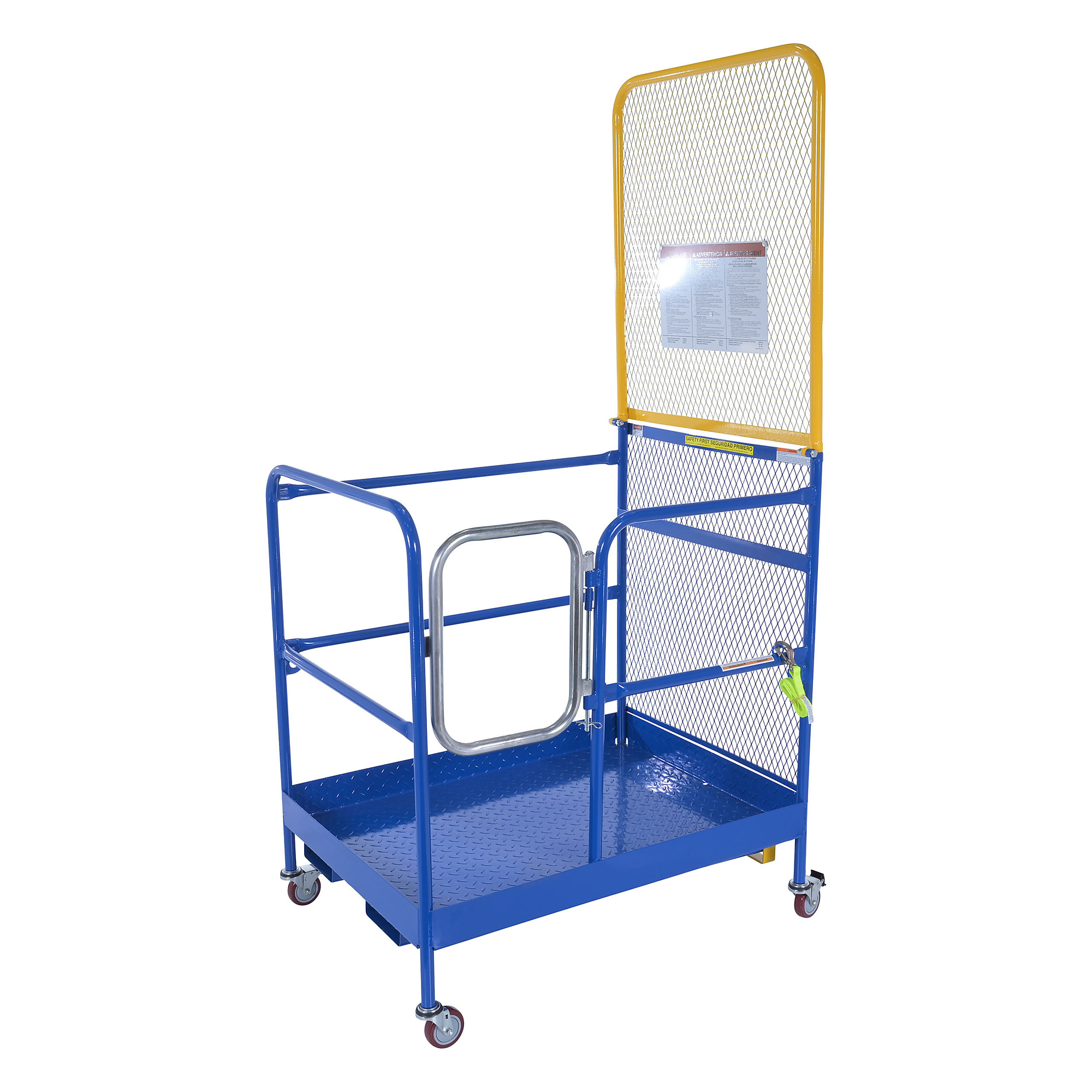 Vestil Forklift Work Platform - 36in. x 48in., 1,000-Lb. Capacity, Poly Swivel Casters, Model# WP-3648-CA-84B